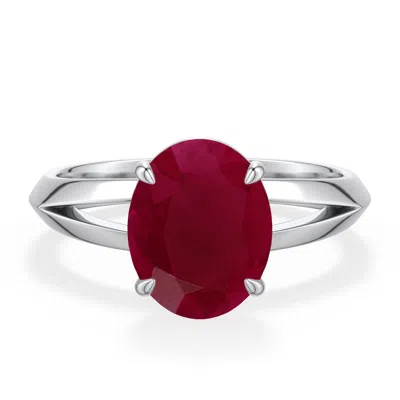Angara 3.3 Ctw Oval Ruby Knife-edge Split Shank Engagement Ring In Metallic