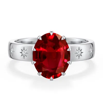 Angara 3.33 Ctw Oval Lab-grown Ruby Starburst Engagement Ring In Red