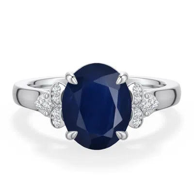 Angara 3.38 Ctw Oval Blue Sapphire Engagement Ring In Metallic