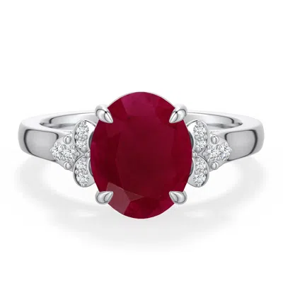 Angara 3.38 Ctw Oval Ruby Engagement Ring In Metallic