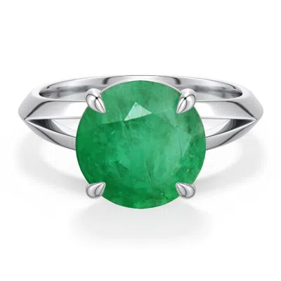 Angara 3.39 Ctw Round Emerald Knife-edge Split Shank Engagement Ring In Blue
