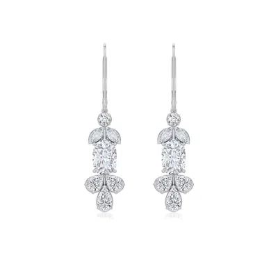 Angara 3.48 Ctw Cushion Rectangular Diamond Earrings With Multi-shape Accents In Platinum/g