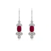 Angara 3.54 Ctw Cushion Rectangular Ruby Earrings With Multi-shape Accents In Platinum/dark Red