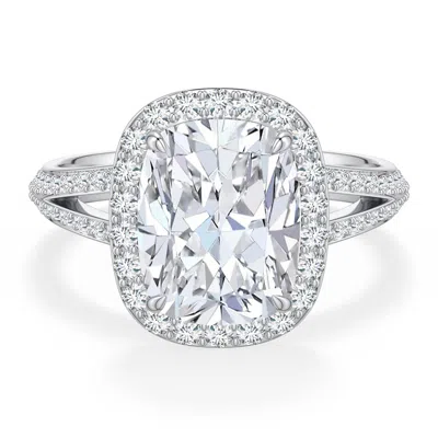 Angara 3.67 Ctw Cushion Rectangular Lab-grown Diamond Halo Engagement Ring With Accents In Multi