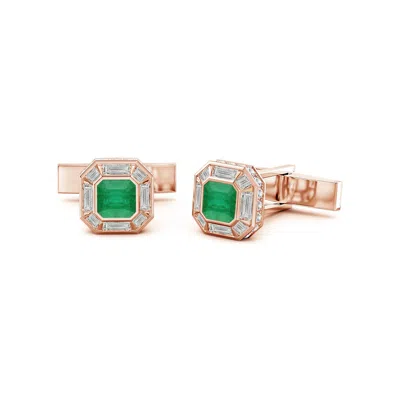 Angara 3.7 Ctw Square Emerald-cut Emerald Men's Cufflinks In Green