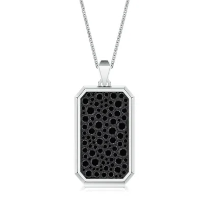 Angara 3.76 Ctw Pavé-set Enhanced Black Diamond Men's Elongated Octagon Tag Pendant With Chain