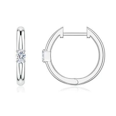 Angara 3x2 Mm Solitaire Oval Lab-grown Diamond Hoop Earrings In Metallic