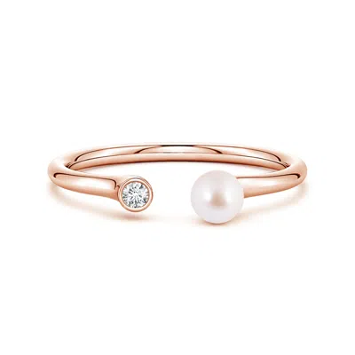 Angara 4 Mm Akoya Pearl And Diamond Open Ring In Gold