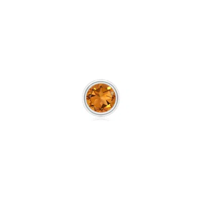 Angara 4 Mm Bezel-set Citrine Solitaire Stud Earring In Platinum/golden