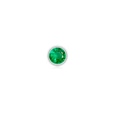 Angara 4 Mm Bezel-set Emerald Solitaire Stud Earring In Platinum/rich Medium Green