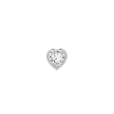 Angara 4 Mm Bezel-set Heart Diamond Solitaire Stud Earring In Platinum/g