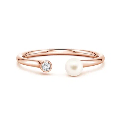Angara 4 Mm Freshwater Pearl And Diamond Open Ring In Gold