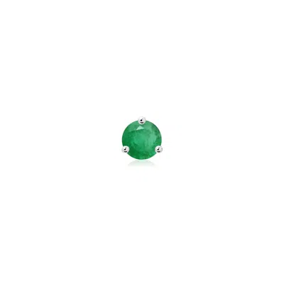 Angara 4 Mm Martini-set Round Emerald Stud Earring In Platinum/medium Green