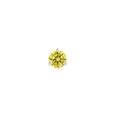 Angara 4 Mm Prong-set Round Fancy Intense Yellow Diamond Martini Stud Earring In Platinum/fancy Intense