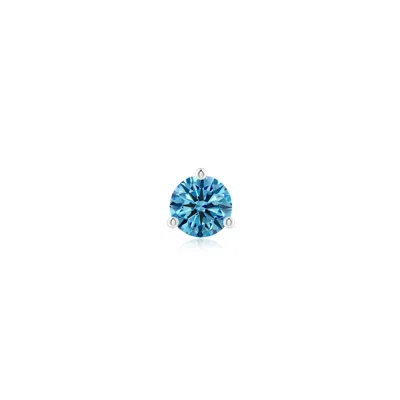 Angara 4 Mm Prong-set Round Lab-grown Fancy Intense Blue Diamond Martini Stud Earring In Platinum/fancy Intense