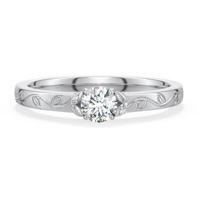 Angara 4 Mm Round Diamond Leaf Vine Engagement Ring In Platinum/g