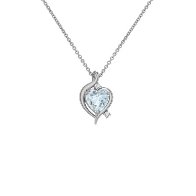 Angara 4 Mm Shell Style Heart Aquamarine Infinity Pendant In Platinum/light Sky Blue