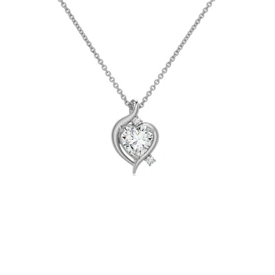 Angara 4 Mm Shell Style Heart Lab-grown Diamond Infinity Pendant In Metallic