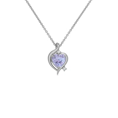 Angara 4 Mm Shell Style Heart Tanzanite Infinity Pendant In Platinum/light Violet Blue
