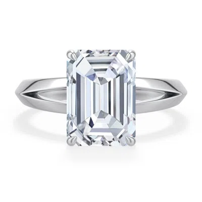 Angara 4.0 Ctw Emerald-cut Diamond Knife-edge Split Shank Engagement Ring In Platinum/g