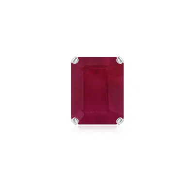 Angara 4.0 Ctw Prong-set Emerald-cut Ruby Solitaire Stud Earring In Platinum/dark Red
