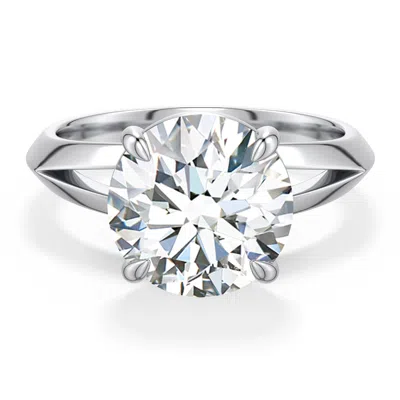 Angara 4.0 Ctw Round Diamond Knife-edge Split Shank Engagement Ring In Metallic