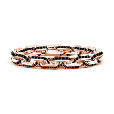 Angara 40.32 Ctw Princess-cut Enhanced Black Diamond Men's Elongated Octagonal Link Bracelet In Gold
