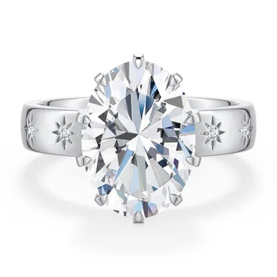 Angara 4.04 Ctw Oval Diamond Starburst Engagement Ring In Metallic