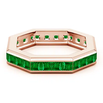 Angara 4.2 Ctw Square-cut Lab-grown Emerald Men's Octagon Eternity Ring In Green
