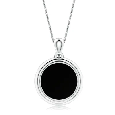 Angara 4.46 Ctw Bezel-set Round Black Onyx Men's Medallion Pendant With Chain