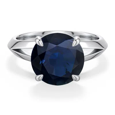 Angara 4.5 Ctw Round Blue Sapphire Knife-edge Split Shank Engagement Ring In Metallic