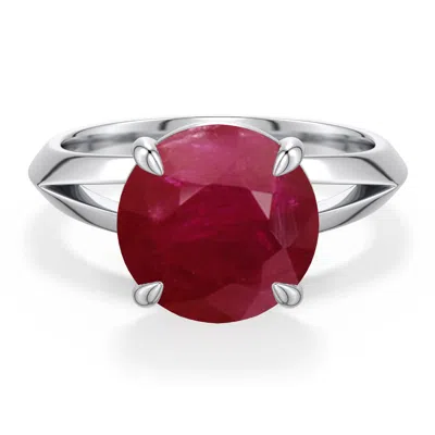 Angara 4.5 Ctw Round Ruby Knife-edge Split Shank Engagement Ring In Metallic