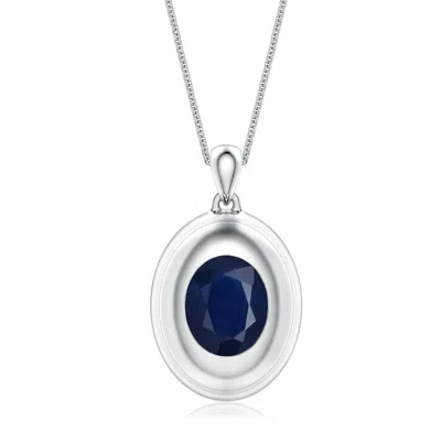Angara 4.75 Ctw Oval Blue Sapphire Men's Medallion Pendant With Chain