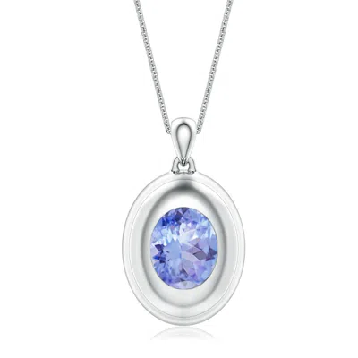 Angara 4.8 Ctw Oval Tanzanite Men's Medallion Pendant With Chain In Blue
