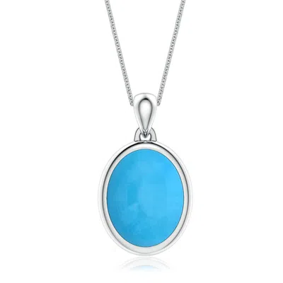 Angara 4.82 Ctw Oval Turquoise Men's Medallion Pendant In Blue