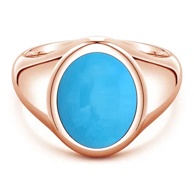 Angara 4.82 Ctw Oval Turquoise Men's Signet Ring In Gold