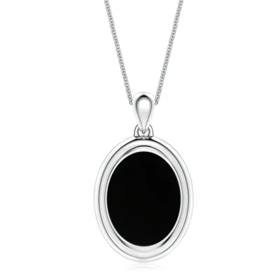 Angara 4.89 Ctw Bezel-set Oval Black Onyx Men's Medallion Pendant With Chain
