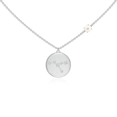 Angara 4mm Freshwater Pearl Cancer Constellation Medallion Pendant In White
