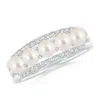 Angara 4mm Seed Freshwater Pearl And Diamond Ring In White Gold/white