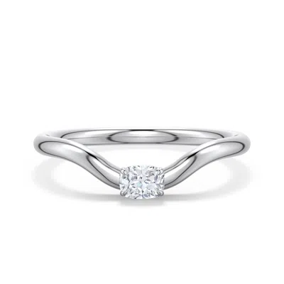 Angara 4x3 Mm East-west Cushion Rectangular Lab-grown Diamond Curved Engagement Ring In Metallic