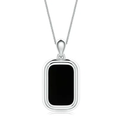 Angara 5.09 Ctw Cushion Rectangular Black Onyx Men's Tag Pendant With Chain