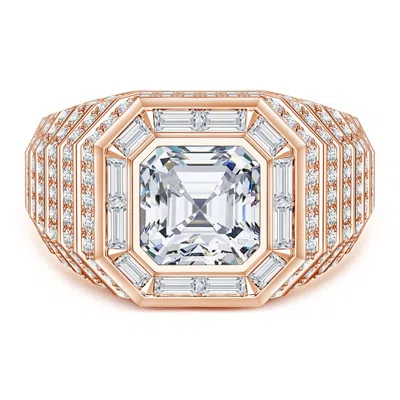 Angara 5.17 Ctw Asscher-cut Lab-grown Diamond Men's Cocktail Ring In Gold