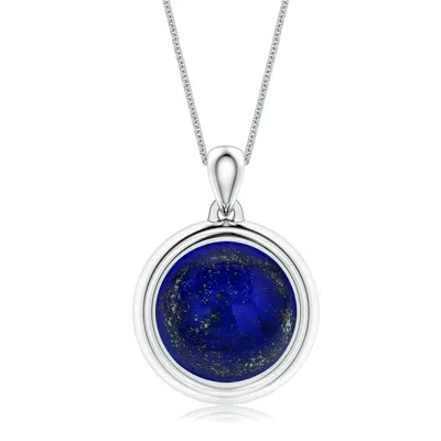 Angara 5.17 Ctw Bezel-set Round Lapis Lazuli Men's Medallion Pendant With Chain In Blue
