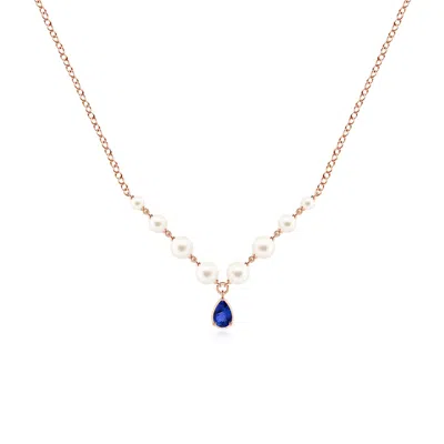 Angara 5.25 Ctw Pear Tanzanite And Partially Graduated Freshwater Pearl Necklace In Gold