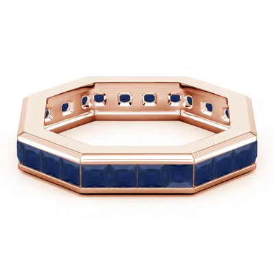 Angara 5.32 Ctw Square-cut Blue Sapphire Men's Octagon Eternity Ring In Gold