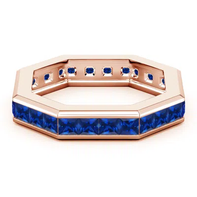 Angara 5.32 Ctw Square-cut Lab-grown Blue Sapphire Men's Octagon Eternity Ring