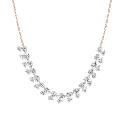 Angara 55.42 Ctw Pear-shaped Lab-grown Diamond Fringe Necklace In Rose Gold/d-e