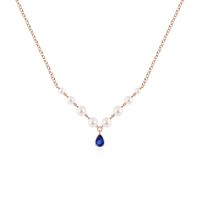 Angara 5.55 Ctw Pear Tanzanite And Partially Graduated Akoya Pearl Necklace In Gold