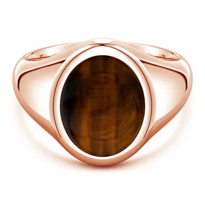 Angara 5.96 Ctw Oval Tiger's Eye Men's Signet Ring In Gold
