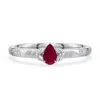 Angara 5x3 Mm Pear-shaped Ruby Leaf Vine Engagement Ring In Platinum/dark Red